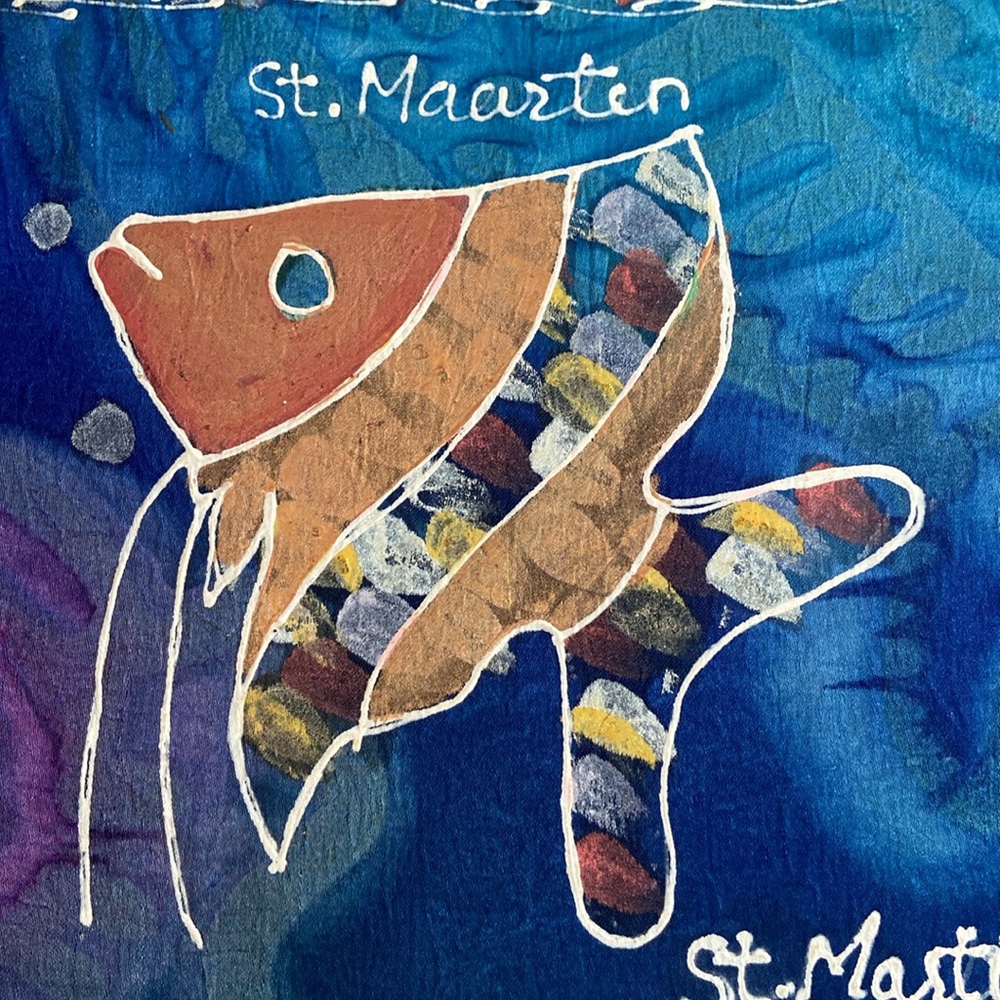 Women’s St. Maarten St. Martin handmade painted Caribbean tropical fish handbag - Picture 2 of 4